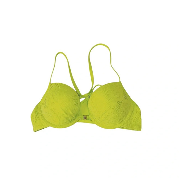 aerie Perkier Push-up Lime Green Crochet Strappy Back Bikini Top 34B Women’s - Picture 1 of 9